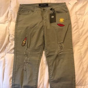 Ashley Mason Distressed Patched Jeans. NWT. Size32